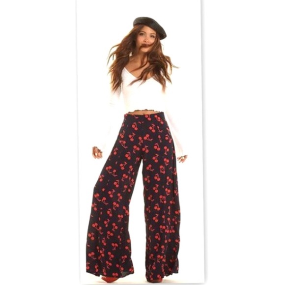 Lucy Love Cherry Print Wide Leg Pants - Picture 2 of 5